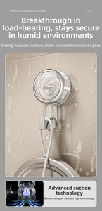 Detail of vacuum suction cup hook with bionic technology and waterproof water drops