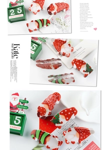 Detail of 9cm Santa Claus hair claw clip in red and green acrylic for Christmas