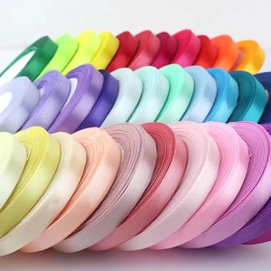 Colorful 1cm satin ribbons for gift wrapping and DIY crafts in various vibrant colors
