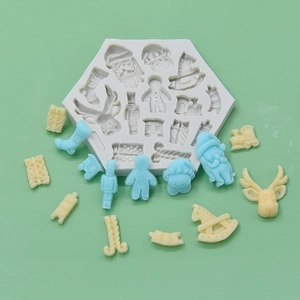 Hexagon silicone Christmas mold for DIY cake baking and holiday resin ornaments