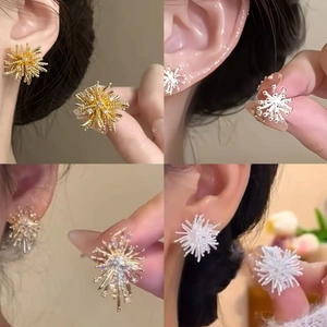 Fireworks Zircon Flower Stud Earrings With 925 Sterling Silver Earring Post Alloy Imitation Artificial Pearl Elegant Jewelry Women