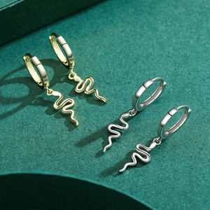 Boucles d'oreilles serpent en argent sterling S925 minimalistes, tons or et argent