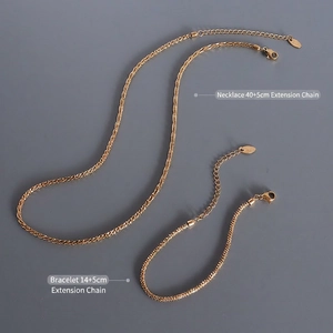 Minimalist gold star jewelry set with 18K gold plated necklace and bracelet