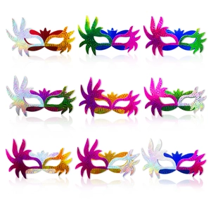 Neuf masques de mascarade holographiques colorés en forme d'ailes pour la fête