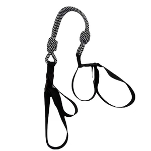 Laisse pour chien tressée noire et blanche réglable avec sangles en nylon et boucle solide