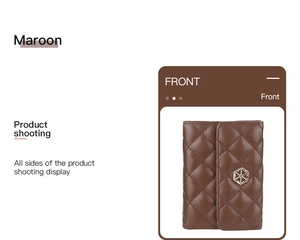 Front view of a maroon quilted leather multi-slot accordion card wallet for women