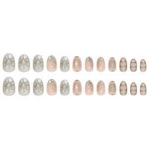Light green 3D sun cat-eye press-on nails set with vintage bohemian relief designs
