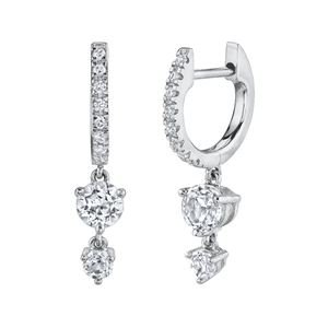 S925 silver hoop earrings featuring sparkling round cubic zirconia stones in a drop design