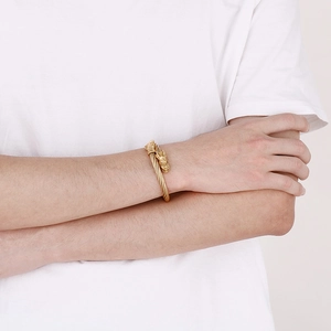Bracelet jonc pour homme en acier inoxydable plaqué or 18k avec motif tête de dragon