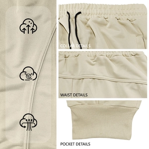 Pantaloni jogger da uomo in maglia beige con coulisse e trama del tessuto traspirante