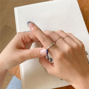 Minimalist 925 sterling silver ring set with chain link style and slim bands