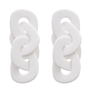 Boucles d'oreilles créoles en acrylique blanc au design géométrique pour femmes