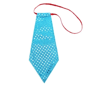Blaue Paillettenkrawatte für Kinder mit rotem Gummiband für Weihnachtsfeiern und Feste