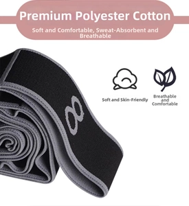 Close-up of polyester-cotton yoga resistance band with 8-loop numbered design and soft texture