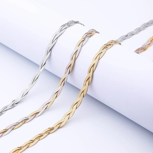 Braided Blade Chain Necklace Stainless Steel Flat Snake Bone Minimalist Vintage Layered Jewelry For Women
