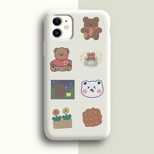 Cute Korean bear and dog doodle phone case for iPhone with matte TPU finish