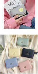 Detailed collection of pastel PU leather wallets with elegant butterfly metal clasps