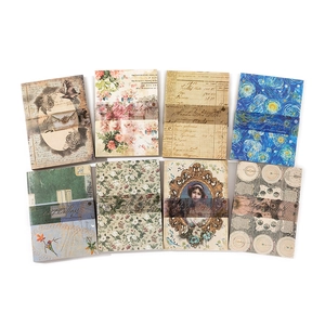 Vintage scrapbooking paper set with floral, starry night and retro collage designs
