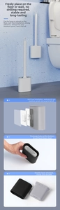 Detail showing wall-mounted installation and double-layer drainage base of the toilet brush