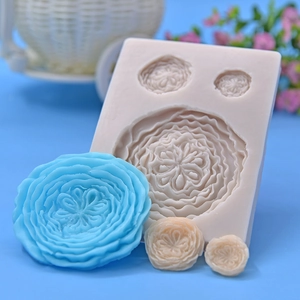 Triple flower silicone mold set for DIY cake baking and mousse with detailed rose petals
