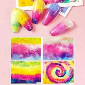 Abstract Watercolor Nail Stickers Water Transfer Decals Retro Floral Starry Sky Iridescent Manicure DIY Art Decoration For Women