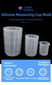 Three-piece set of graduated silicone measuring cups made of food-grade eco-friendly material