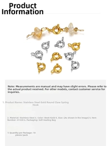 Close-up of stainless steel spring clasps in gold and steel colors for jewelry making