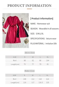 Guide des tailles avec buste et longueur pour ensemble de nuit en satin bordeaux