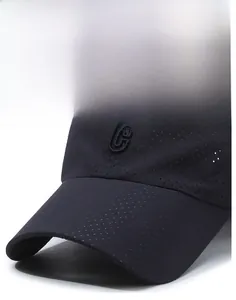 Close-up of quick-dry mesh baseball cap with breathable fabric and embroidered C logo
