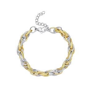 Minimalist 18K gold and silver plated stainless steel interlocking chain bracelet for women
