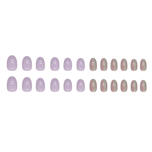 Oval taro purple and aurora shimmer press-on nails set with 24 pieces in various sizes