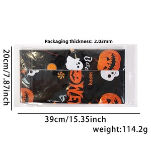 Close-up of Halloween ghost pumpkin plastic tablecloth with 39x20cm size measurement