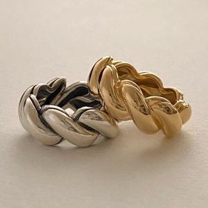 Minimalist twisted rope 925 sterling silver rings in gold and silver finish options