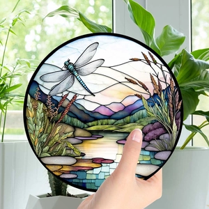 Bunte Libelle Glas Wandkunst Panel, wunderschöne Natur Landschaft dekoratives Hängestück.