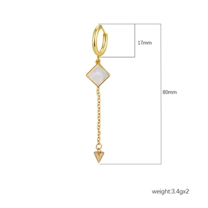 Dettagli di orecchini a nappa in acciaio inox 18K con intarsio in conchiglia e 80mm