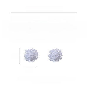 Detailed close-up of crystal cluster stud earring with copper base and shiny finish