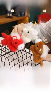Detailed plush horse magnets in red white and brown with soft fur and built-in magnets