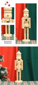 Detailed views of unpainted wooden nutcracker king showing natural wood grain and textures