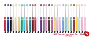 Flat lay of colorful DIY beadable stylus pens with touch screen tips in 28 vibrant colors