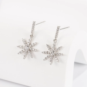 Elegant S925 silver flower tassel earrings with sparkling zircon for women's fashion