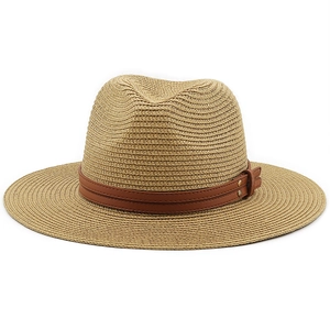 Damen Strohhut Fedora Panama Stil Sommer Sonne Strand Jazz Mütze Mit Ledergürtel Nieten