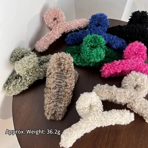 Faux fur 14cm shark hair claw clip for women in assorted colors 36.2g accessory