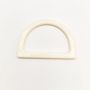 Close-up of cream resin D-shaped handle for DIY handmade woven bag accessories