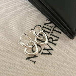 Minimalist S925 sterling silver irregular overlapping geometric hoop earrings for women