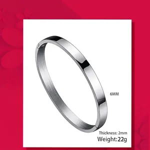 Bracciale rigido in acciaio inossidabile da 6 mm con finitura spazzolata e chiusura a cerniera