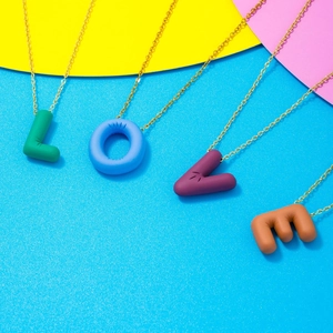 Fashion Puff Alphabet Initial Pendant Necklace For Women Gold Plated Alloy Letter Statement Jewelry Minimalist Style Gift