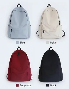 Vista dettagliata a griglia dello zaino minimalista nei colori blu, bianco, rosso e nero