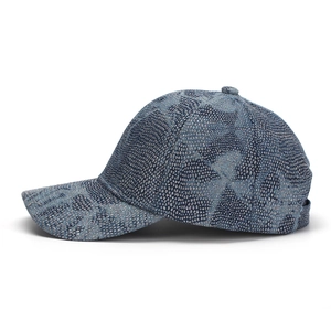 Sparkling sequin baseball cap with light blue animal pattern and adjustable brim style