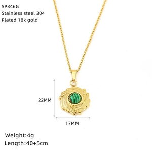 Elegant gold lotus turquoise necklace in stainless steel with 18k gold plating details