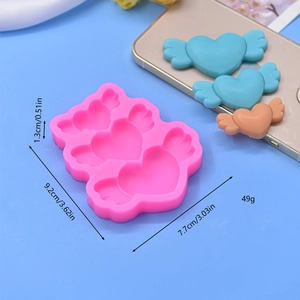 Pink heart with wings silicone mold for DIY baking and cake decorating crafts